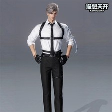 Love And Deepspace White Shirt Pants Shoulder Straps Gloves Tie Cosplay Costumes