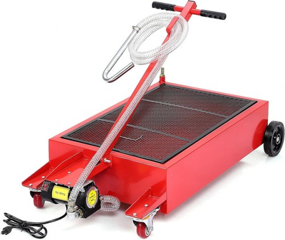 #ad 20 Gallon Oil Drain Pan with Electric 110V Pump amp; 8 Ft Hose T Folding Handle Red $129.98