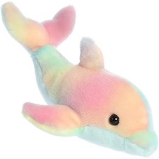 Aurora World Plush - Mini Flopsie - RAINBOW DOLPHIN 8 inch -Stuffed Animal Toy