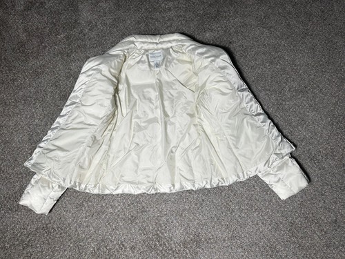 White House Black Market White Puffer Coat w Pockets Casual Travel Work Sz Large - Picture 5 of 13