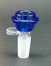 14mm male joint Glass slide bowl - Blue w/grab tab - Hookah bong Piece 1pcs