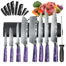 8PCS Handmade HAND FORGED DAMASCUS STEEL CHEF KNIFE Set Kitchen Knives Set