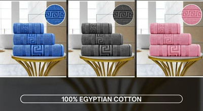 100 % Ägyptische Baumwolle Handtücher Griechischer Schlüssel Weich Saugfähig Hand Badetuch Größen UK