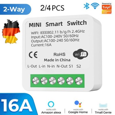 2~4x WlanSchalter Wifi Schalter Licht Schalter Tuya App Smart life Alexa&Google