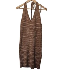 Wild Fable Dress Womens XXL Light Brown Space Dye Knit Stretch Halter Bodycon