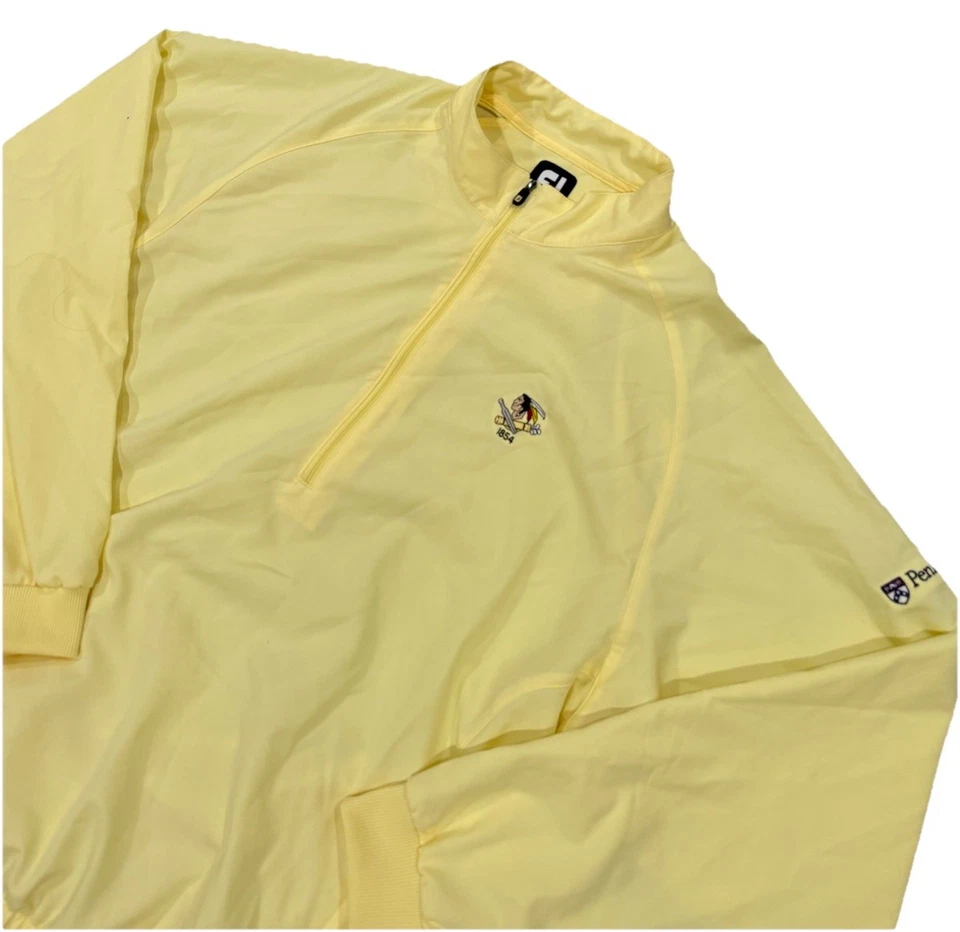 Footjoy Windbreaker Jacket Mens Large Yellow Windshirt Golf 1/4 Zip Pullover - Image 2 of 4