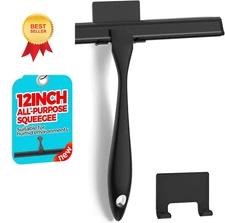 12-Inch All-Purpose Shower Squeegee for Doors, Tile 12 Inch, Black 