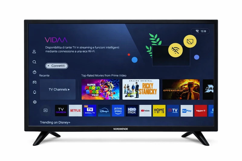 Televisore SMART Vidaa TV 32 Pollici QLED HD Nordmende Cuffie Netflix Amazon