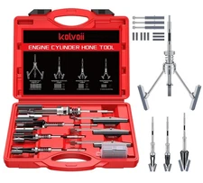 Kolvoii Cylinder Hone Tool Set with Box, Adjustable Engine Red 