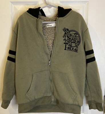 Boy s Size 7 Fleece Lined Hoodie Jacket With T-Rex Dinosaur Epic Threads