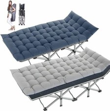 Folding Camping Cot Heavy Duty Sleeping Bed Military Portable Cots w/ Carry Bag