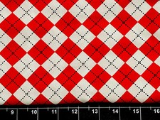 Tina Scrap 9"x21" Checks Plaid Red White Black Remix Diamond COTTON Fabric