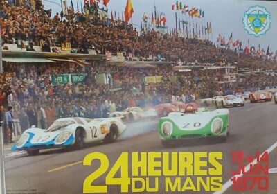 Seltenes Plakat 24 Stunden von Le Mans 1970 Automobil Club De L'ouest 40x60 cm