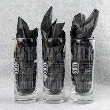 Jack Daniels No. 7 Whiskey Highball Glasses 10oz Etched Barrel Design Set of 3
