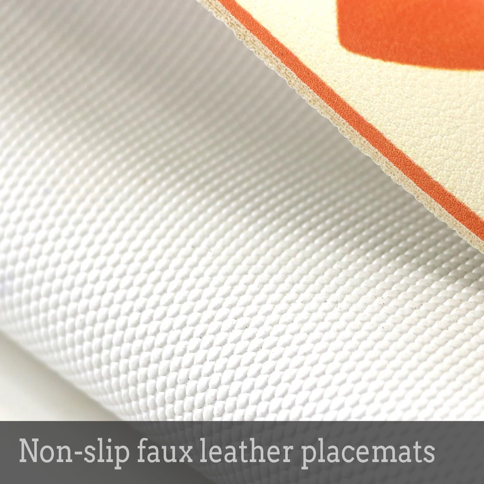 Fall Pumpkin Placemats Set of 4 round Orange Autumn Table Mats Faux