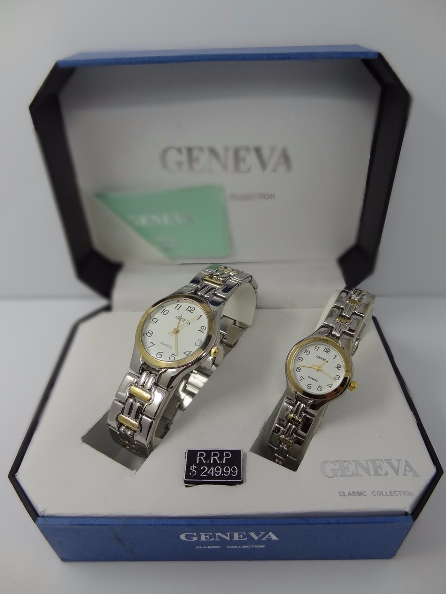 Geneva Gold and White Classic Analog Watch Geneva Luxury Stainless Steel Gold Dial Quartz Analog Women  main image 2