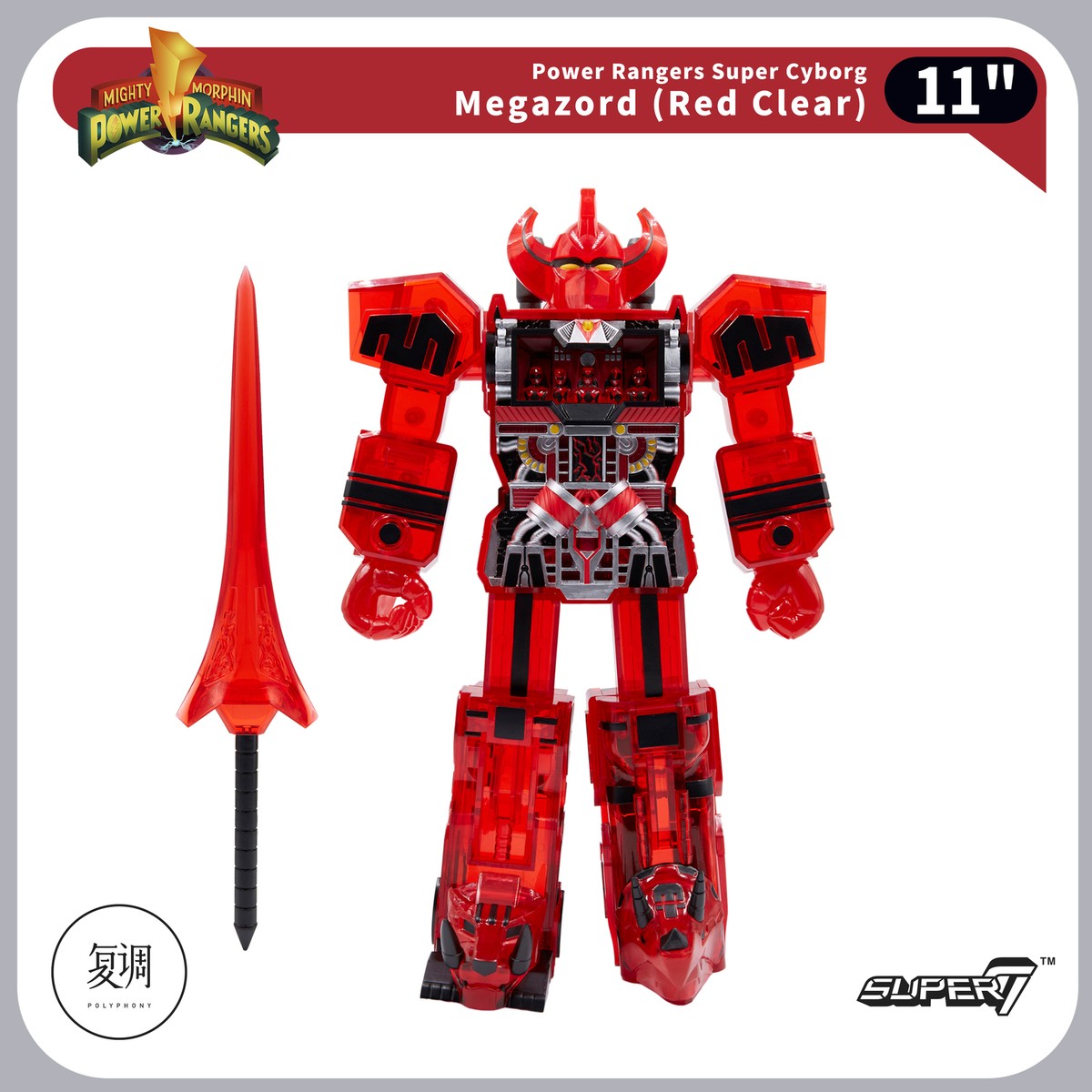 Super7 Power Rangers Super Cyborg Megazord Red Clear Figure