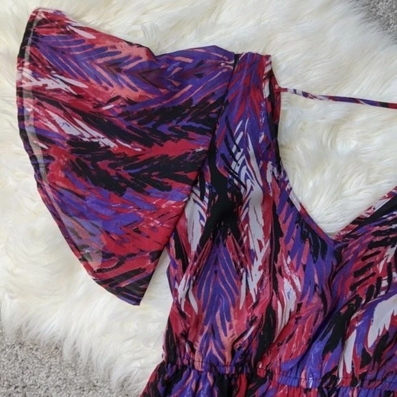 Vestido Johnny Martin Mangas Acampanadas Púrpura XS Bohemio Cóctel Fiesta Verano Foto 4 de 4