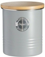 Image of Typhoon Living Air Tight Sugar Storage Canister with Bamboo Wood Lid - Grey