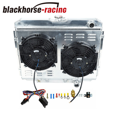 24'' W 3 Row Radiator& Fan Shroud CC338 For 1967-1970 Ford Mustang/Mercury Cougar