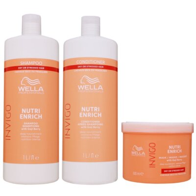 Wella Invigo Nutri Enrich 1000 ml Shampoo & 1000 ml Conditioner & 500 ml Maske S