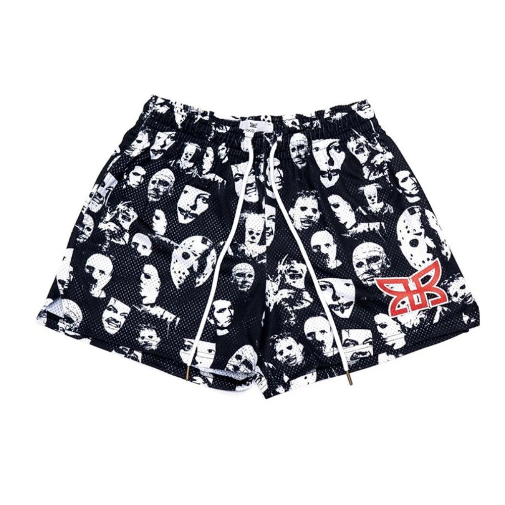Ryoko Unisex Black Horror Movie Pattern Mesh Casual Shorts
Opens in a new window or tab