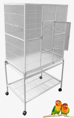 54'' Large Bird Parrot Flight Breeding Cage With Nest Door & Rolling Stand Finch