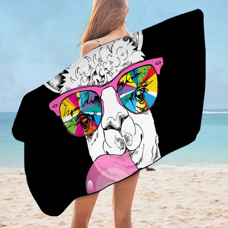 Cool Funny Llama Microfiber Beach Towel eBay