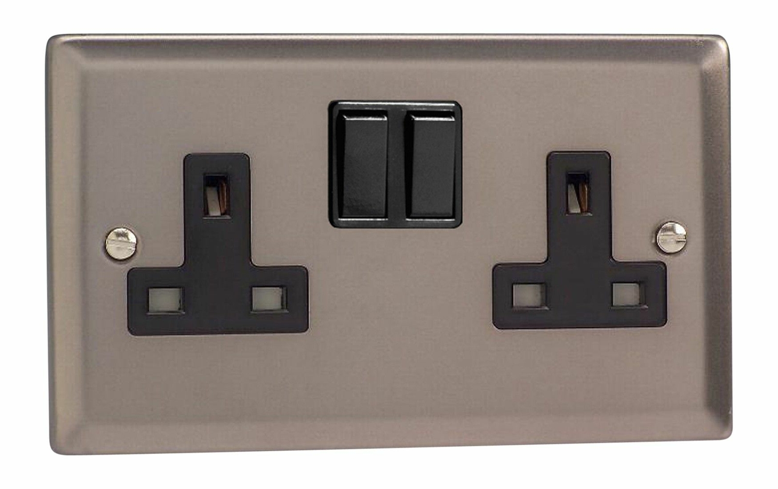 Varilight XR5B Classic Pewter 2 Gang Double 13A Switched Plug Socket