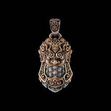 Tang Armor Pendant in Brass. Unique Gifts for Men
