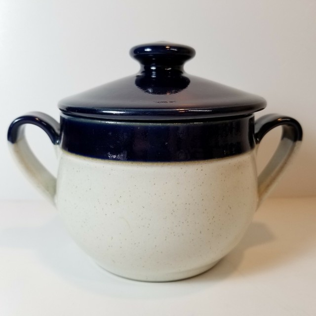 Denby Sugar Bowl Lid Blue Glaze Speckled Stoneware Pottery England eBay