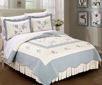 Serenta Classic Blue Hawaiian Flowers 100% Cotton Bedspread Quilt Blanket 3 P... on sale Serenta Classic Blue Hawaiian Flowers 100% Cotton Bedspread Quilt Blanket 3 P... on sale