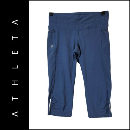 Athleta Womens Navy Blue Logo Capris 