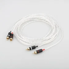 1pair OCC Copper Silver Plated Audio Interconnects Cable HIFI RCA Signal Cable