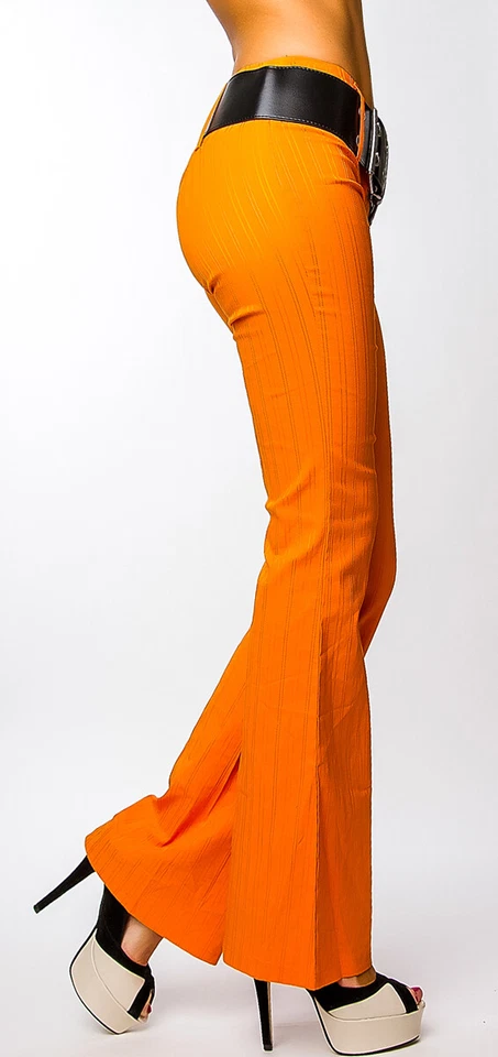 SeXy Miss Damen Girly Stoff Hüft Hose LoW CuT NadelStreifen orange IT 46 DE 40 - Bild 4 von 4