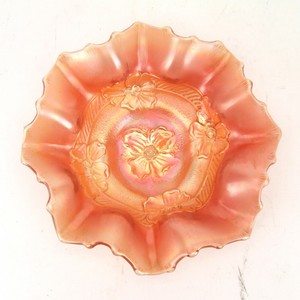 Dugan Apple Blossom Carnival Glass Marigold Bowl Ruffled Edge Ebay