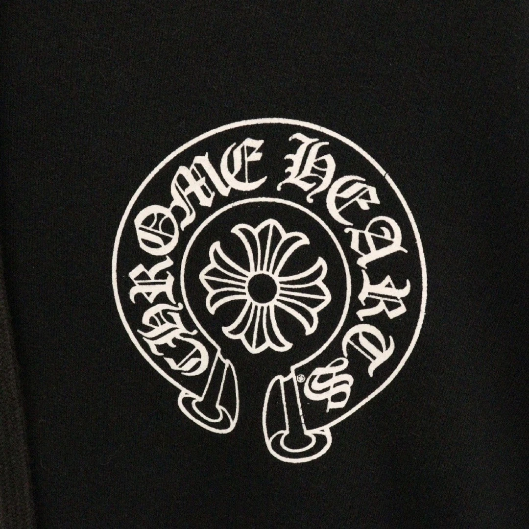 Felpa con cappuccio pullover CHROME HEARTS SWTSHRT PLVR stampa ferro di cavallo nera usata 9872