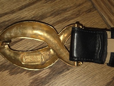 Robert Lee Morris Navy Italian Calfskin Leather Belt Medium  display picture 2