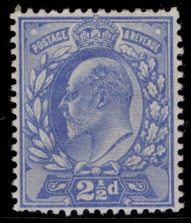 GB EDVII SG231 SPEC M16(3) 2½d pale ultramarine M MINT. Cat £20.