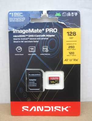 SanDisk 128GB ImageMate Pro Extreme A2 4K UHD Micro SDXC Card UHS-I + Adapter