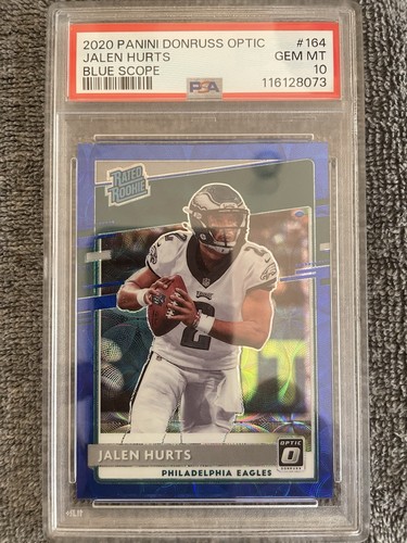 Panini 2020 Donruss Optic Rated Rookie Jalen Hurts #164 Blue Scope PSA 10 Eagles
