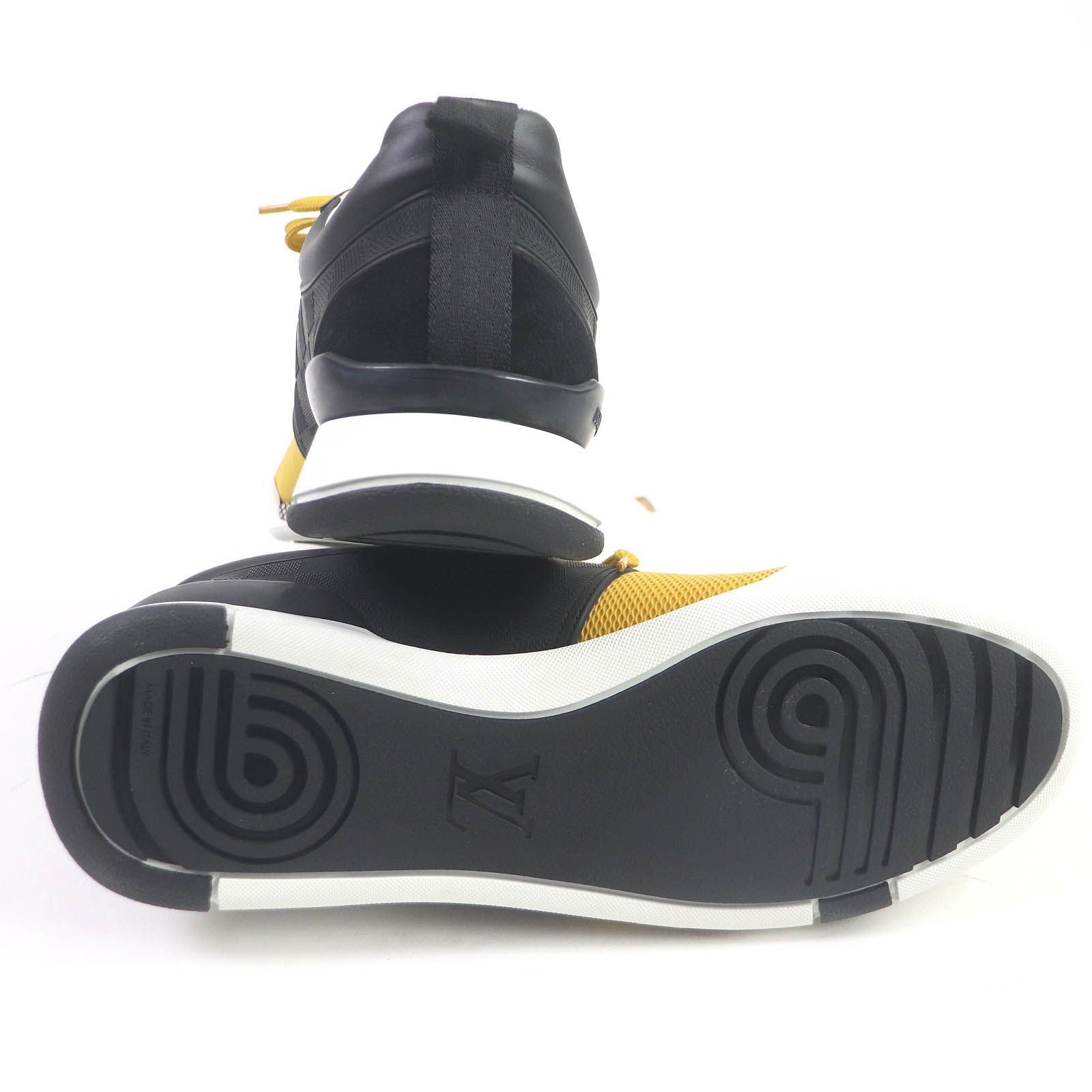 LOUIS VUITTON  Damier Lace Up Leather Rubber Mesh Low Cut Sneakers Yellow Black thumbnail 2