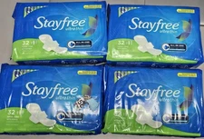 4 X STAYFREE ULTRA THIN Super Long Pads with Wings 32 Pads/each - 128 TOTAL PADS