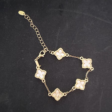Armband Kette Charm Kleeblatt goldfarben, Ank...