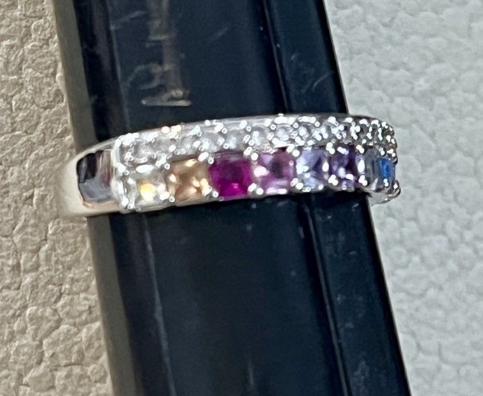 Bomb Party Silver Plated Stackable Rainbow Topaz … - image 5