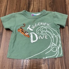 Vintage Winnie the Pooh T Shirt Tiggerific Dive Green Disney Textured 12M