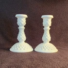 Vintage Fenton Hobnail Milk Glass Candle Holders