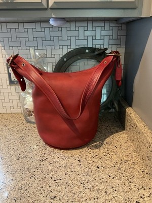 Vintage Coach Duffle Sac Bucket Glovetanned Leather 9085 Red NYC
