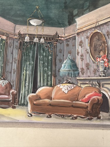 Antique Painting Illustration Vintage Brooklyn New York Interior City Furniture - Picture 14 of 19