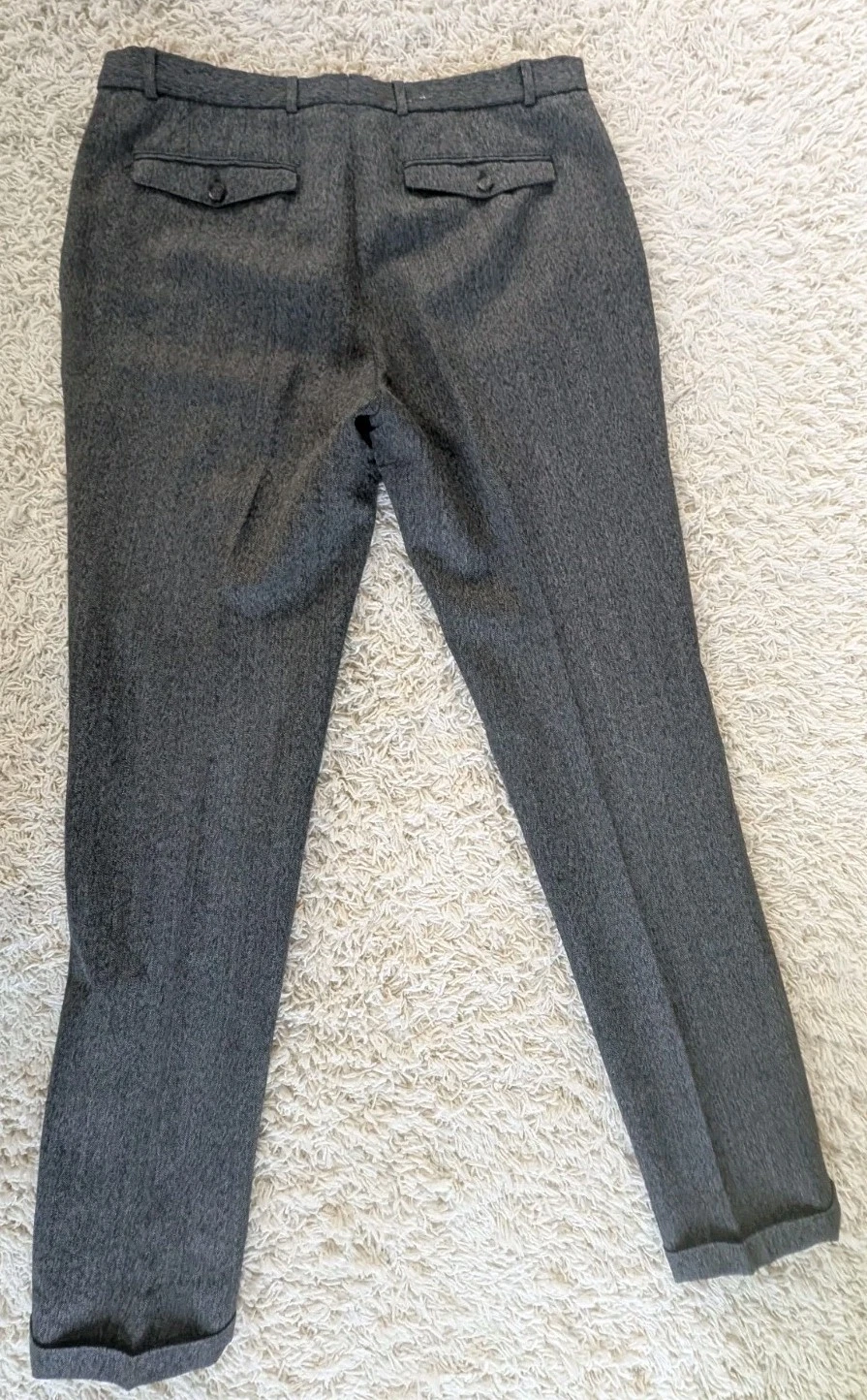 Pantalone uomo Burberry 100% lana vergine nero a spina di pesce Made in Italy 52